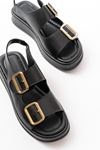 1187 Black Padded Heel Rubber Hard Hat Women's Sandals