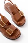1187 Tan Padded Heel Rubber Hard Hat Women's Sandals