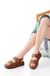 1187 Tan Padded Heel Rubber Hard Hat Women's Sandals