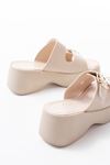 24414-574 Beige Casual Buckle Padded Heel Women Slippers