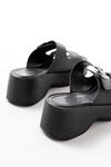 24414-574 Black Casual Buckle Padded Heel Women Slippers