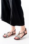 152-1104 Black Silver Stone Casual Women's Sandals