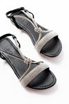 152-1104 Black Silver Stone Casual Women's Sandals