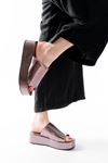 861-1011 Rose Broken Glass Wide Banded Padding Women's Slippers
