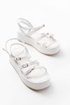 861-1222 White Buckle Ankle Tie Padded Women's Sandals
