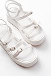 861-1222 White Buckle Ankle Tie Padded Women's Sandals