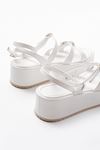 861-1222 White Buckle Ankle Tie Padded Women's Sandals