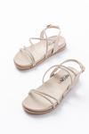 1001-1105 Beige Silver Stone Casual Women's Sandals