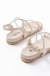1001-1105 Beige Silver Stone Casual Women's Sandals