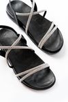 1001-1105 Black Silver Stone Casual Women's Sandals