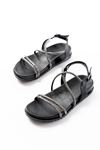 1001-1105 Black Platinum Stone Casual Women's Sandals