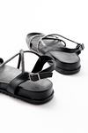 1001-1105 Black Platinum Stone Casual Women's Sandals