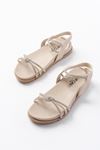 1001-1120 Beige Silver Stone Casual Women's Sandals