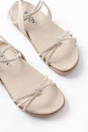 1001-1120 Beige Silver Stone Casual Women's Sandals