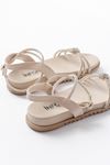 1001-1120 Beige Silver Stone Casual Women's Sandals