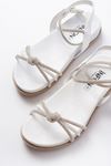 1001-1120 White Silver Stone Casual Women's Sandals