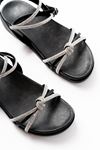 1001-1120 Black Silver Stone Casual Women's Sandals