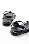 1001-1120 Black Silver Stone Casual Women's Sandals