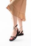 1001-1120 Black Silver Stone Casual Women's Sandals