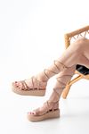 861-1010 Nut Rose Stone Ankle Tie Women's Sandals