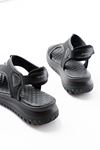 T-221 Black Spring Parachute Fabric Elasticated Orthopedic Women's Sandals
