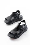 T-221 Black Spring Parachute Fabric Elasticated Orthopedic Women's Sandals