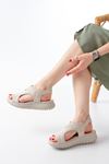 T-221 Beige Spring Parachute Fabric Elasticated Orthopedic Women's Sandals