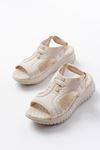 T-221 Beige Spring Parachute Fabric Elasticated Orthopedic Women's Sandals