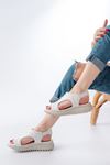 T-221 White Spring Parachute Fabric Elasticated Orthopedic Women's Sandals