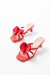 S-622 Red Orchid Detailed Thin Heeled Women's Slippers