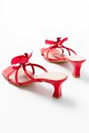S-622 Red Orchid Detailed Thin Heeled Women's Slippers