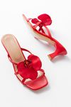 S-622 Red Orchid Detailed Thin Heeled Women's Slippers