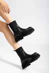 812-2129 Black Lace-Up Zippered Women's Boots