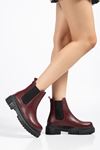 812-2137 Burgundy Elasticated Women's Casual Boots