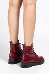 02-2003 Black Patent Leather Lace-Up Zippered Women's Boots