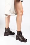 02-2003 Black Patent Leather Lace-Up Zippered Women's Boots