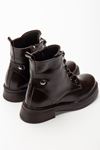 02-2003 Black Patent Leather Lace-Up Zippered Women's Boots