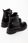 02-2003 Black Patent Leather Lace-Up Zippered Women's Boots