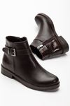 165-204/1 Black Croco Buckle Accessory Zippered Casual Women's Boots