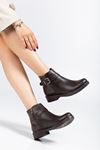 165-204/1 Black Croco Buckle Accessory Zippered Casual Women's Boots