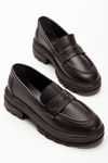 746-759 Black Casual High Sole Loafer Shoes
