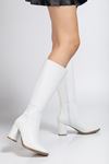 YSN-4422 Beyaz Cilt Topuklu Kadın Çizme  
