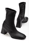 HC-2700 Black Stretch Heeled Zippered Casual Women's Boots