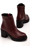 767-3020 Beige Zipper Thick Heels Casual Women's Boots