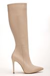 LS-226 Black Suede Zipper Elasticated Thin High Heeled Women's Boots