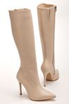 LS-226 Black Suede Zipper Elasticated Thin High Heeled Women's Boots