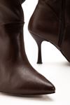 VRT-4815 White Croco High Thick Heels Bellows Zippered Women's Boots