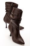 VRT-4815 White Croco High Thick Heels Bellows Zippered Women's Boots