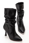 VRT-4815 White Croco High Thick Heels Bellows Zippered Women's Boots