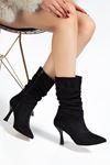 VRT-4815 White Croco High Thick Heels Bellows Zippered Women's Boots